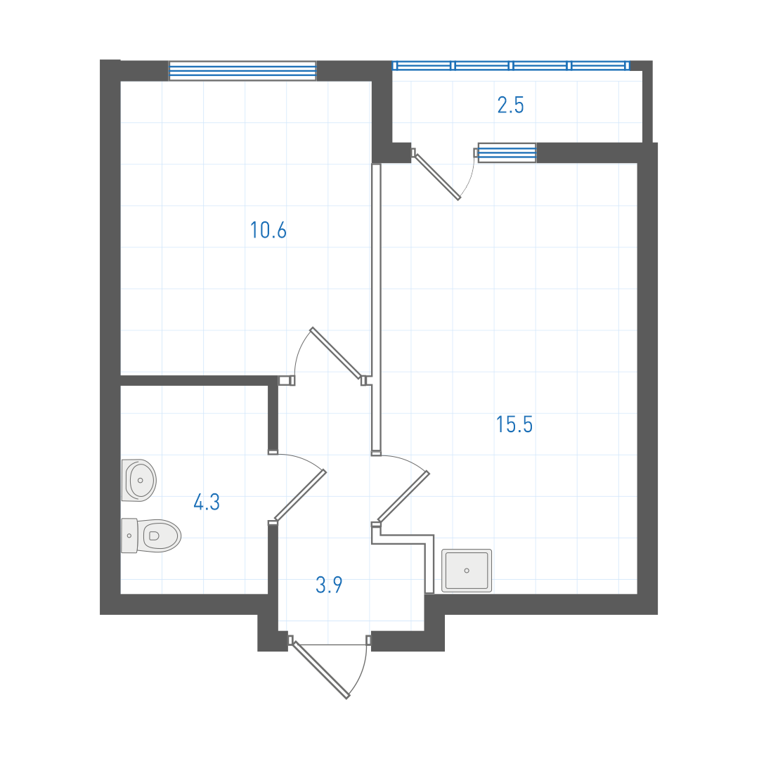 1 комнатная квартира № 5.1.3.5