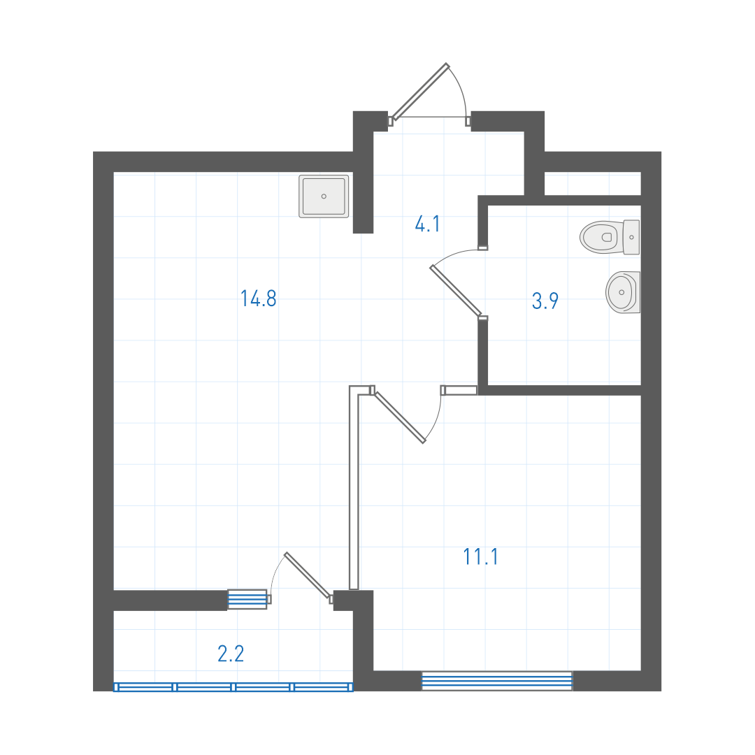 1 комнатная квартира № 5.1.1.10