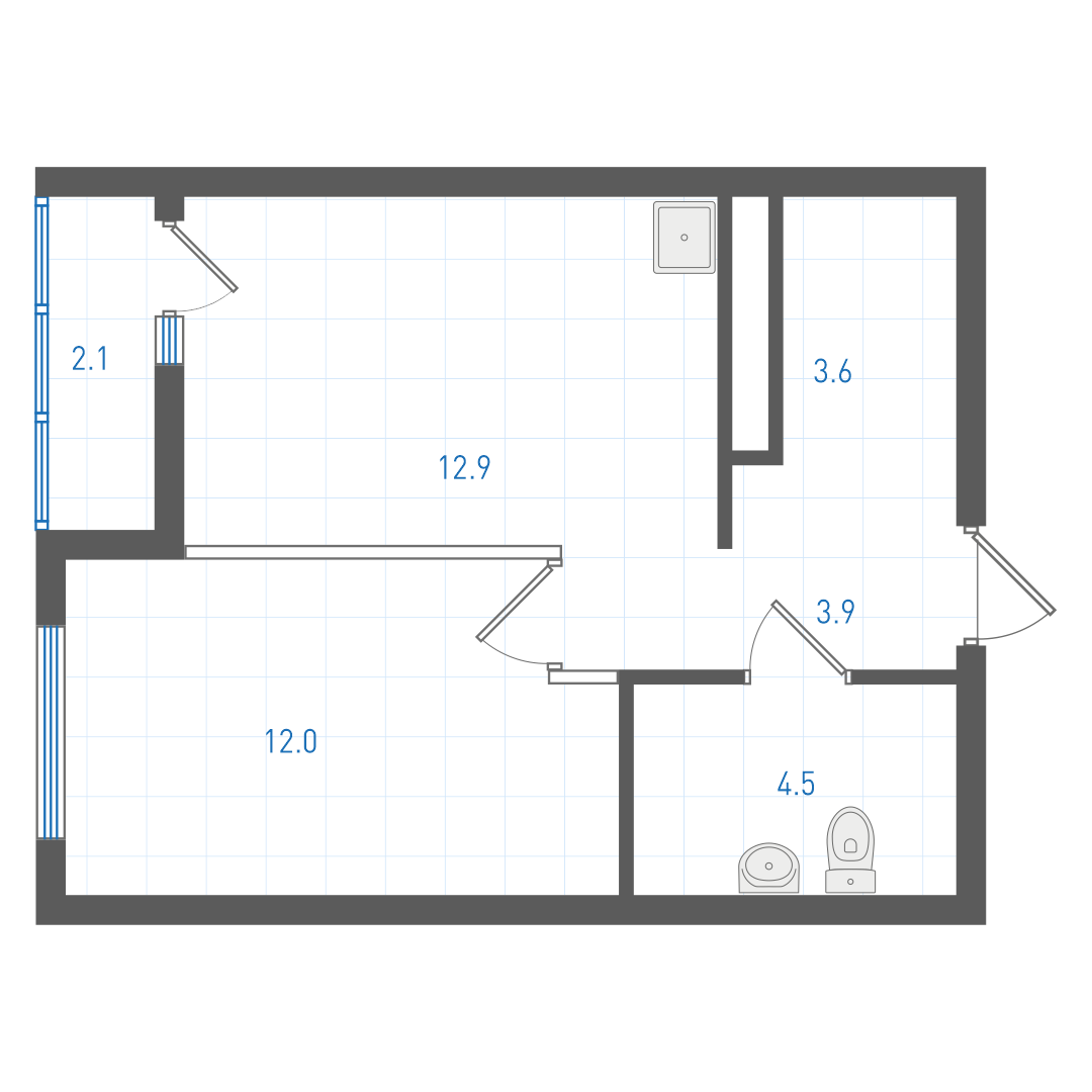 1 комнатная квартира № 4.1.9.20