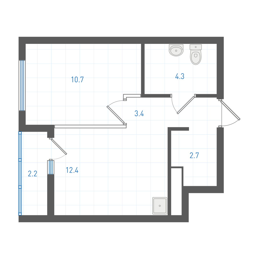 1 комнатная квартира № 2.1.5.3