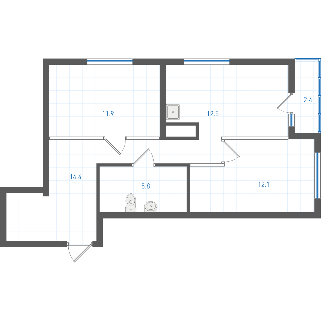 2 комнатная квартира № 4.1.1.18
