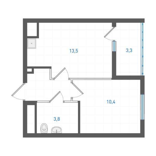 1 комнатная № 3.2.3.19