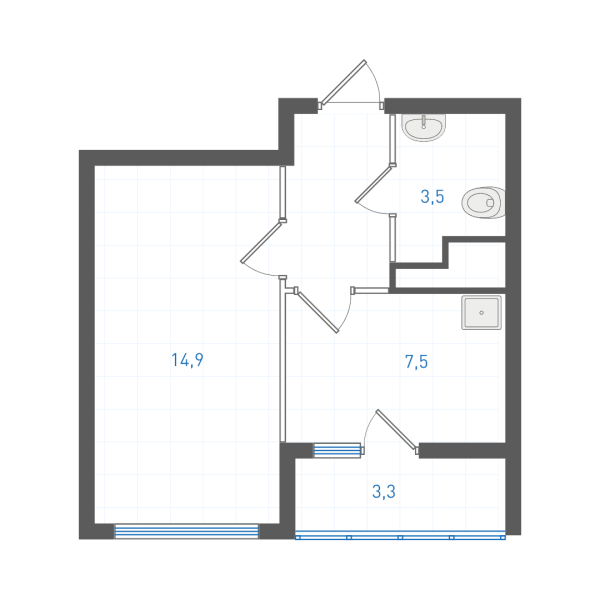 1 комнатная № 1.4.13.16