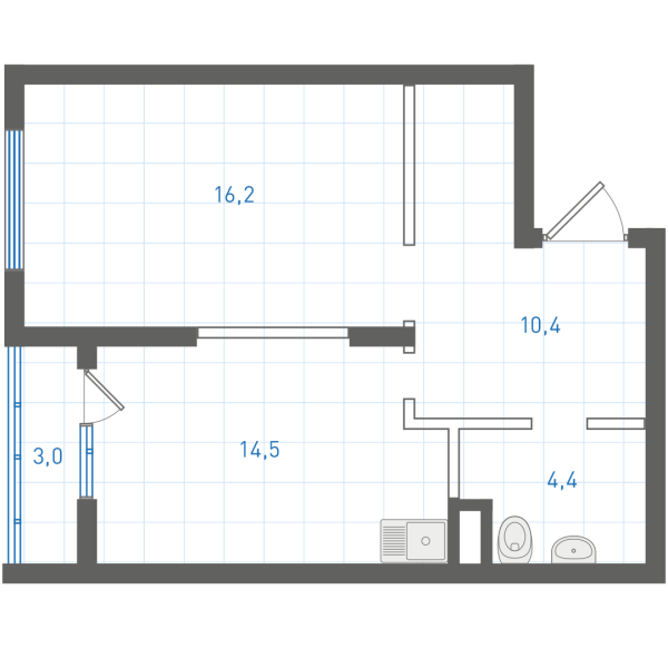1 комнатная № 1.10.6.9