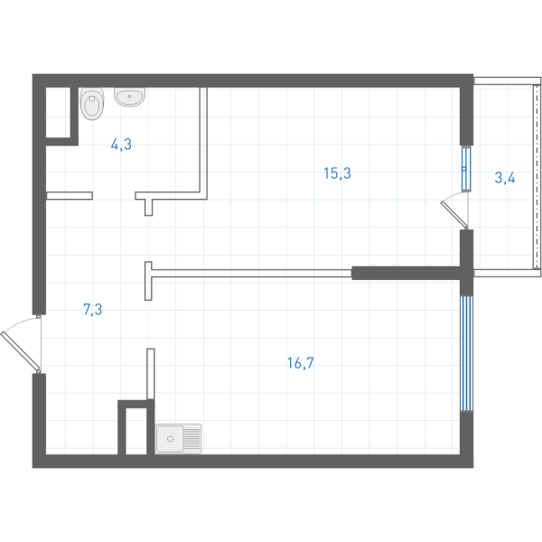 1 комнатная № 1.4.2.11