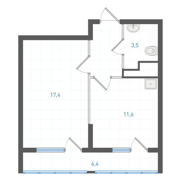 1 комнатная № 1.4.7.24
