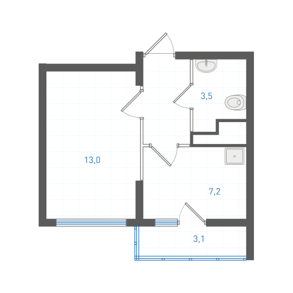 1 комнатная № 1.3.11.18