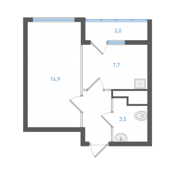 1 комнатная № 1.1.2.24
