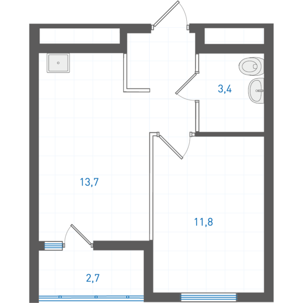 1 комнатная № 4.4.6.18
