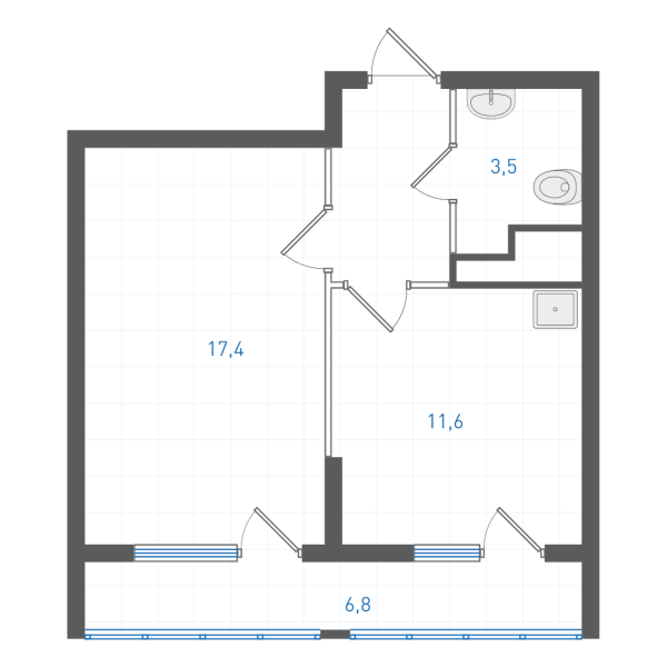 1 комнатная № 1.2.7.22