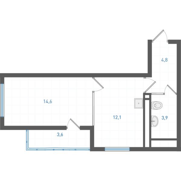 1 комнатная № 1.3.3.25