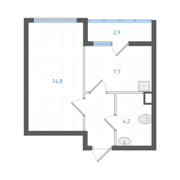 1 комнатная № 1.3.2.1