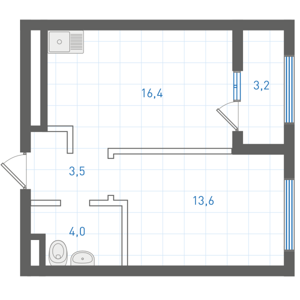 1 комнатная № 1.9.4.9
