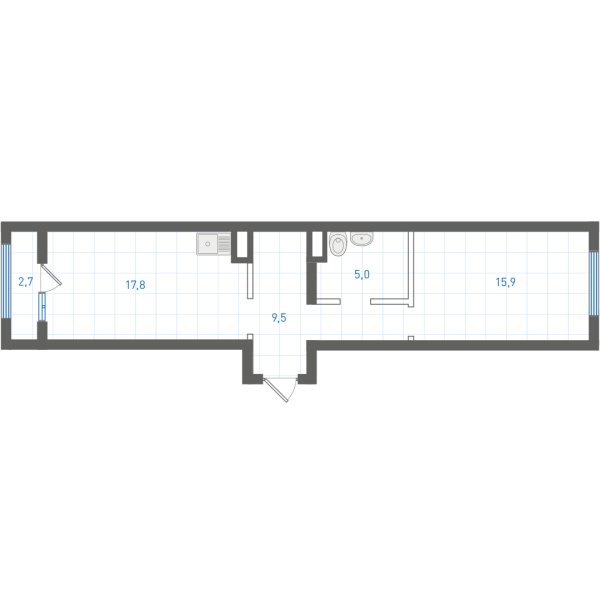 1 комнатная № 1.9.2.9
