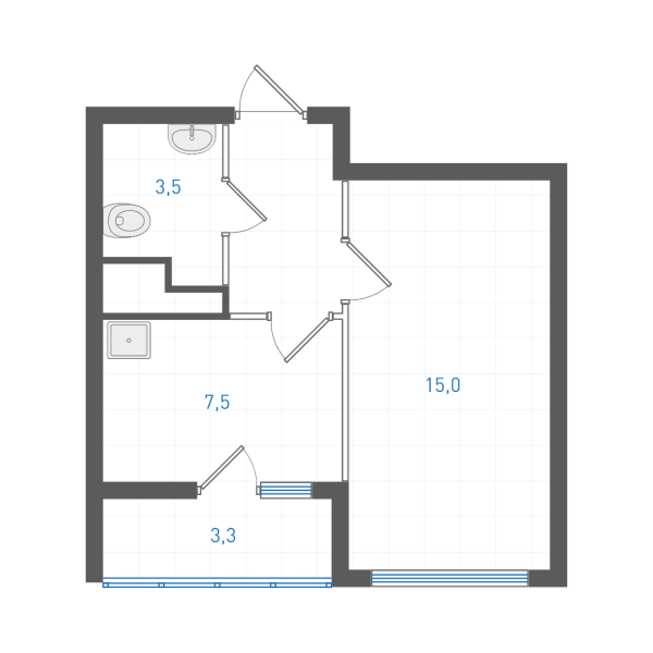1 комнатная № 1.1.4.18