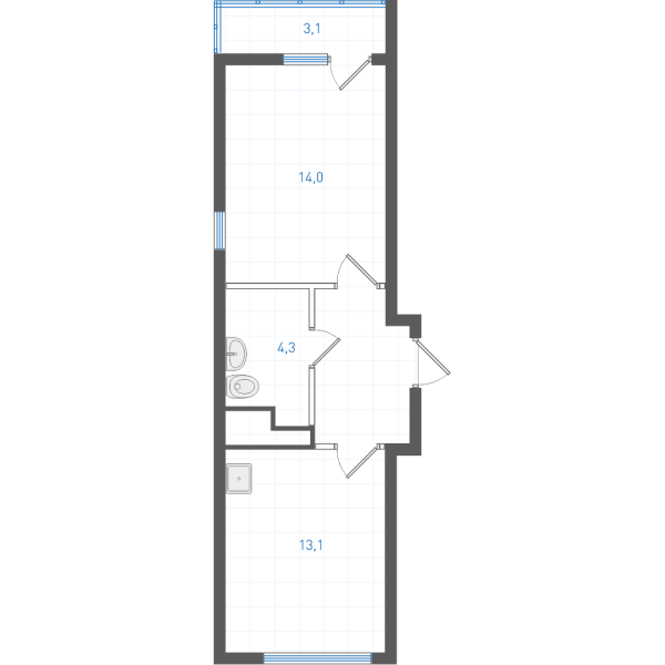 1 комнатная № 1.2.14.24