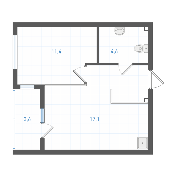 1 комнатная № 1.2.8.18