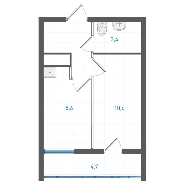 1 комнатная № 1.1.10.25