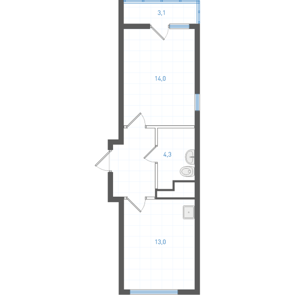 1 комнатная № 1.3.3.16