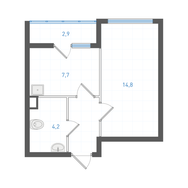1 комнатная № 1.4.15.1