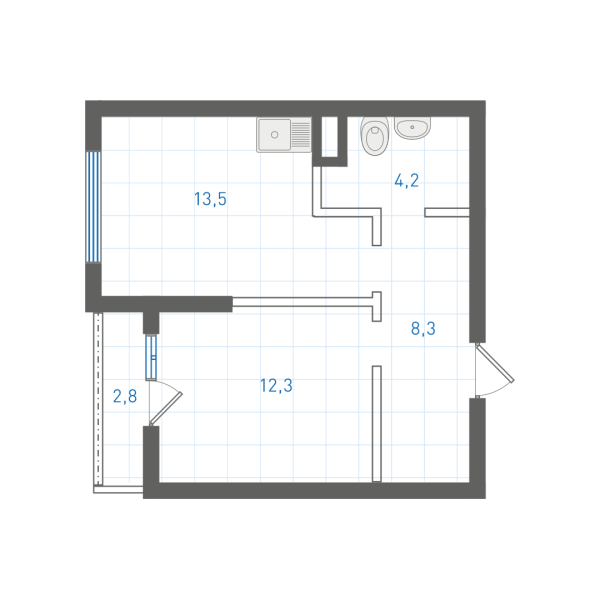 1 комнатная № 1.9.1.9