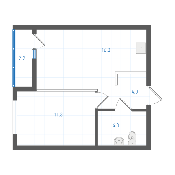 1 комнатная № 2.1.6.11