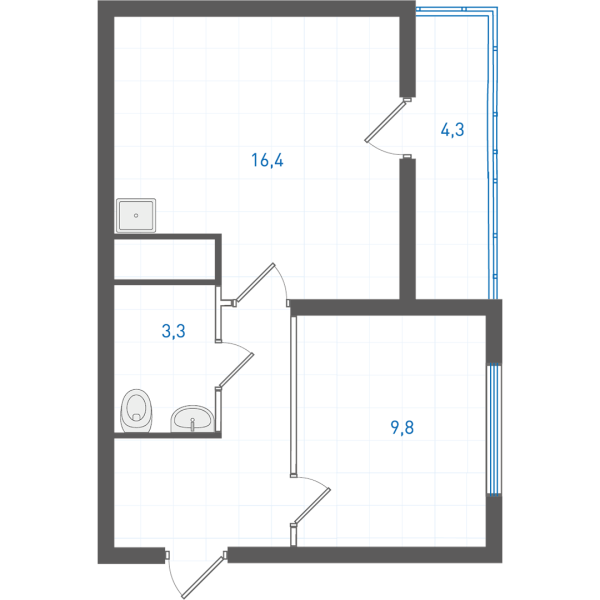 1 комнатная № 1.1.4.25