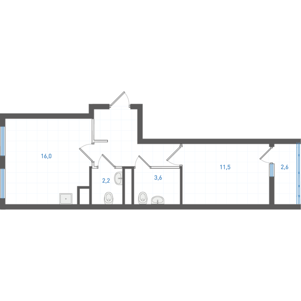 1 комнатная № 2.2.4.19