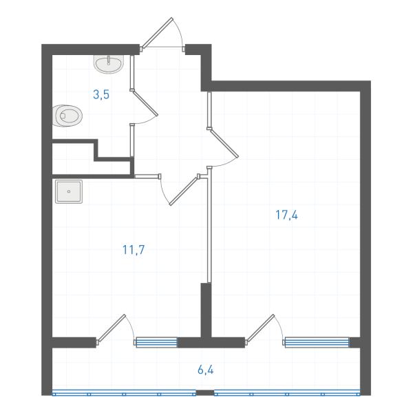1 комнатная № 1.1.10.16