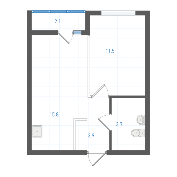 1 комнатная № 2.1.8.28
