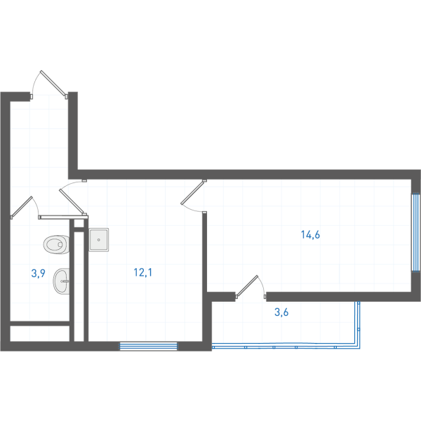 1 комнатная № 1.2.16.25