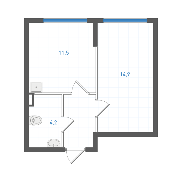 1 комнатная № 1.2.4.1