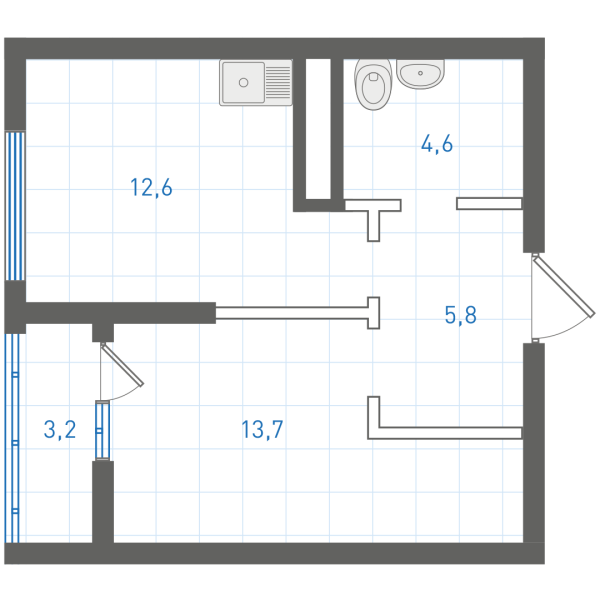 1 комнатная № 1.2.7.5
