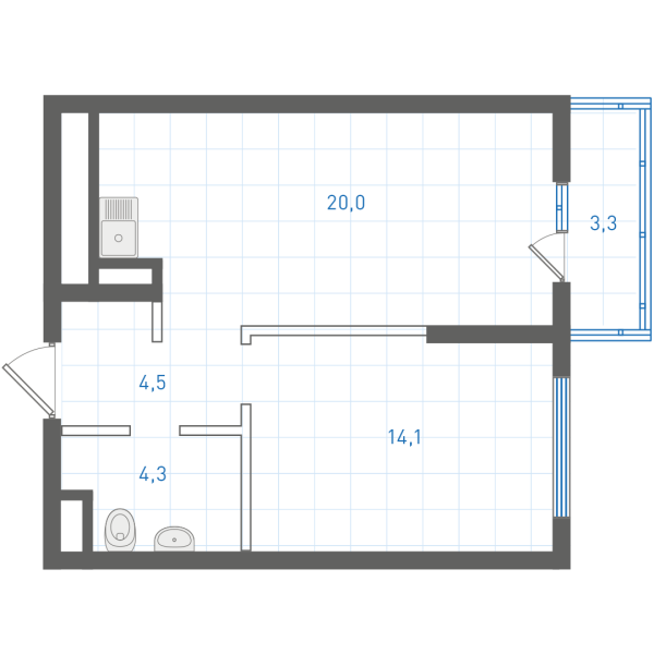 1 комнатная № 1.4.3.10