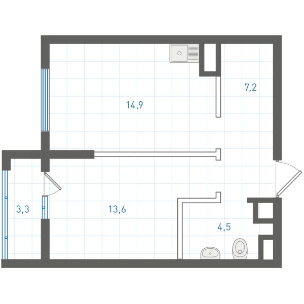 1 комнатная № 1.1.5.4
