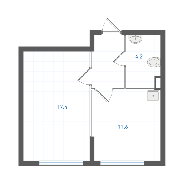 1 комнатная № 1.4.6.1