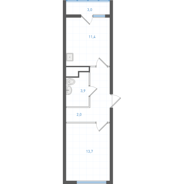 1 комнатная № 1.3.12.20