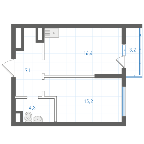 1 комнатная № 1.2.5.11