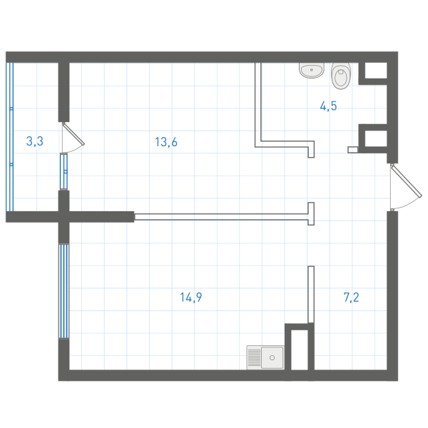 1 комнатная № 1.5.2.2
